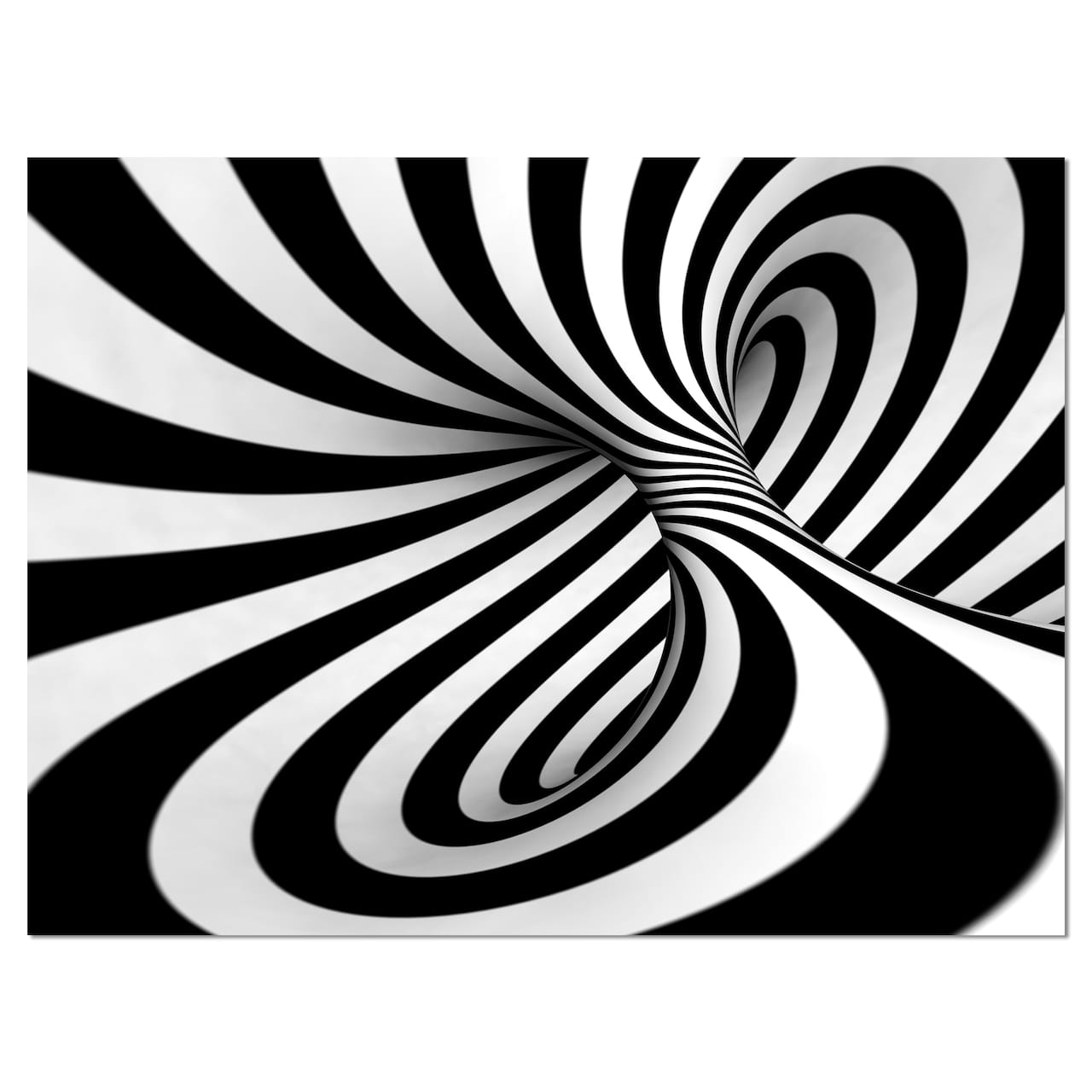 Designart - Spiral Black n White - Abstract Canvas Art Print